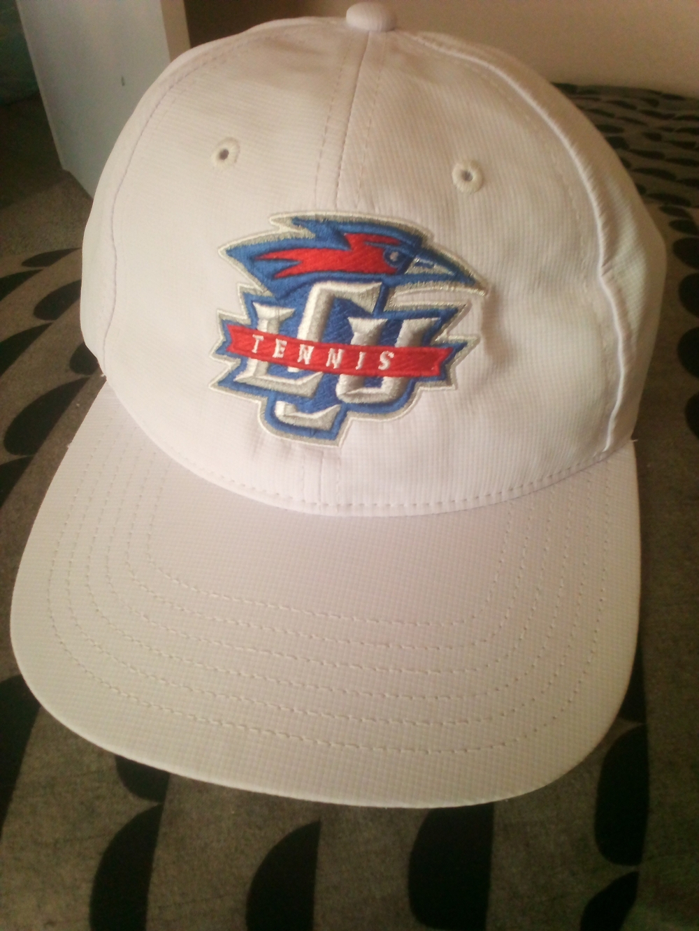 White Tennis Baseball Cap with Red & Blue Logo